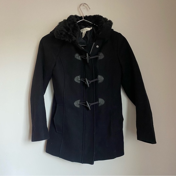 H&M navy toggle coat womens 8 - Picture 1 of 7